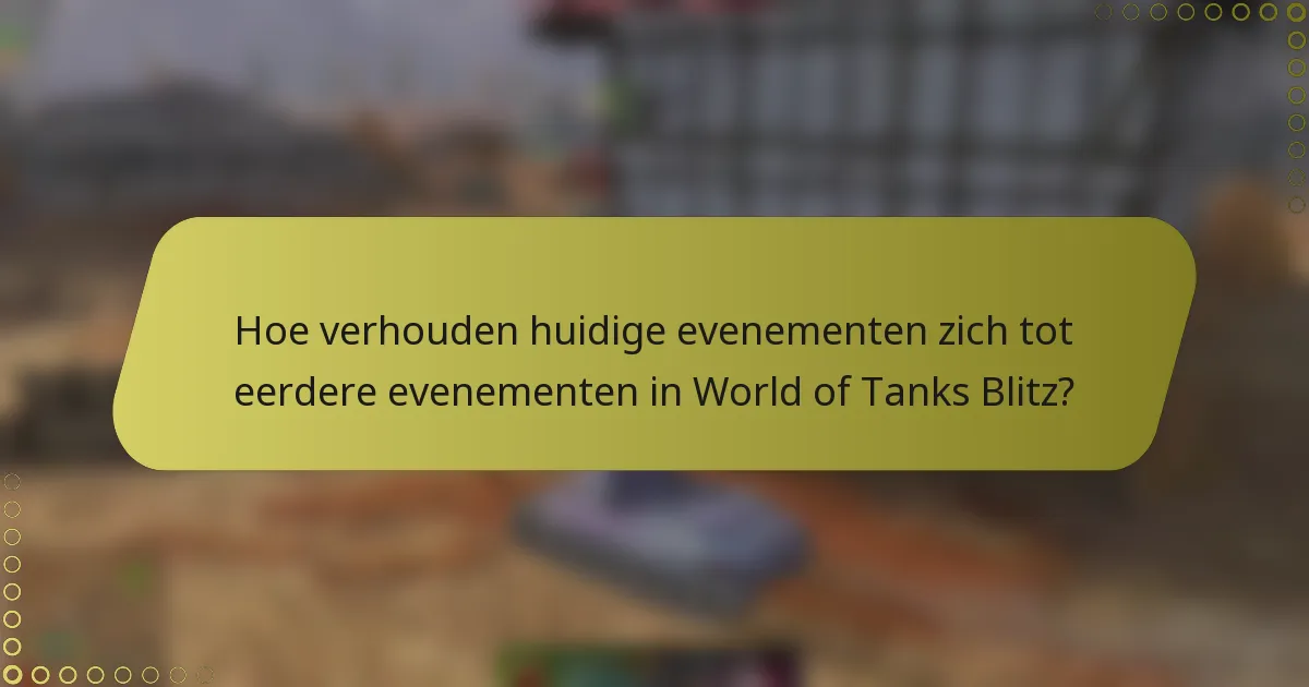 Hoe verhouden huidige evenementen zich tot eerdere evenementen in World of Tanks Blitz?